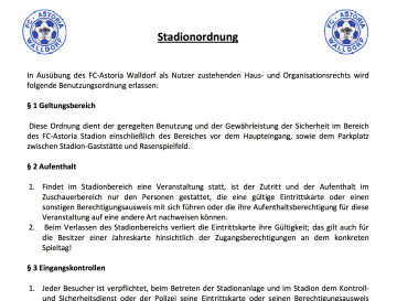 Stadionordnung Astoria Walldorf Stadionordnung Astoria Walldorf